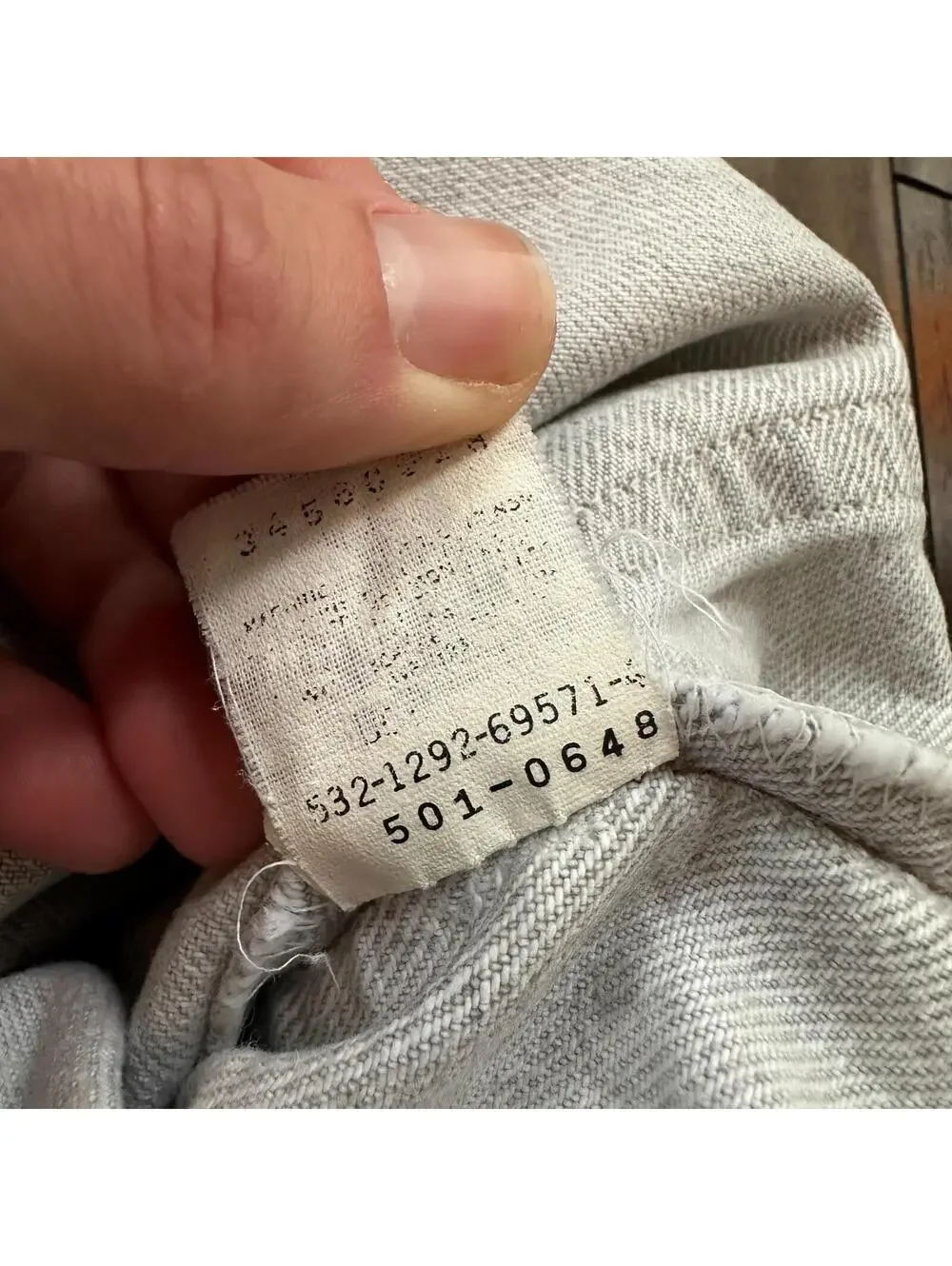 VTG USA Levis 501 Button Fly 90s Tag Jeans 80s 34x30 Act 31x28 Grey Faded White